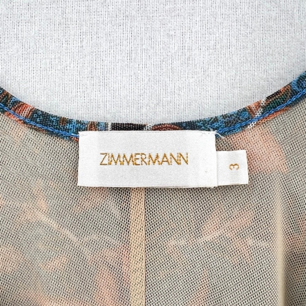 ZIMMERMANN Floral Print Mini Dress Womens Large Mesh Bodycon Sleeveless Tank - Picture 13 of 15